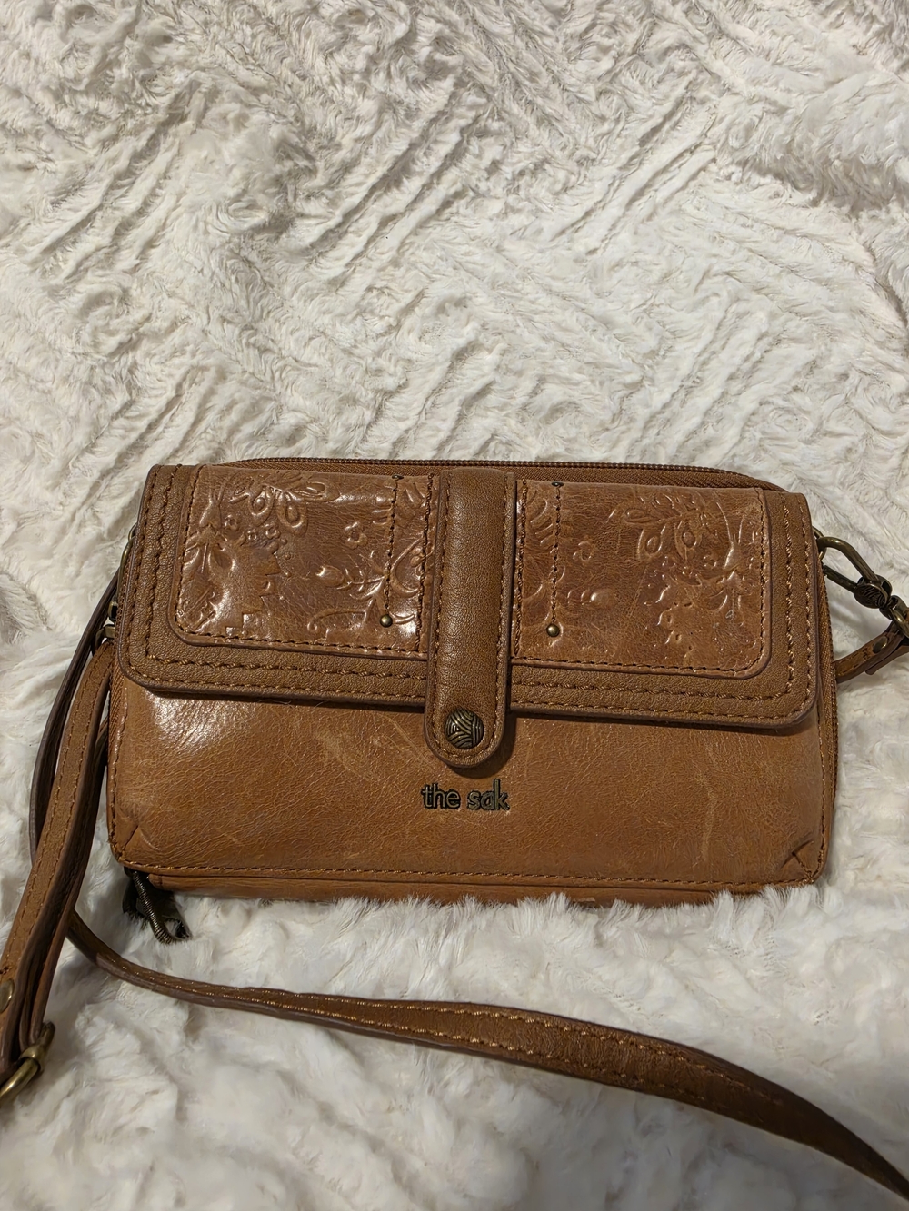 The Sak Embossed Leather Crossbody Wallet - Brown